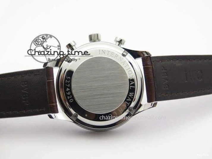 MIROTIME 0126 ModernLook Portuguese IW371445 ZF 1:1 Best Edition SS White Dial Gold Markers On Brown Leather Strap A79350 V 7269